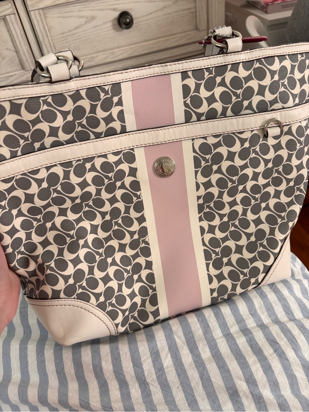 Coach Heritage Stripe Signature Chelsea Tote